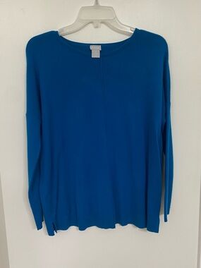 Chico’s Size 0/Small Blue Cashmere Blend Oversized Long Sleeve Sweater Tunic